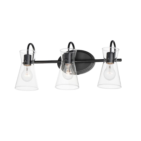 Maxim Lighting Ava 3-Light Bath Vanity, Black 12483CLBK